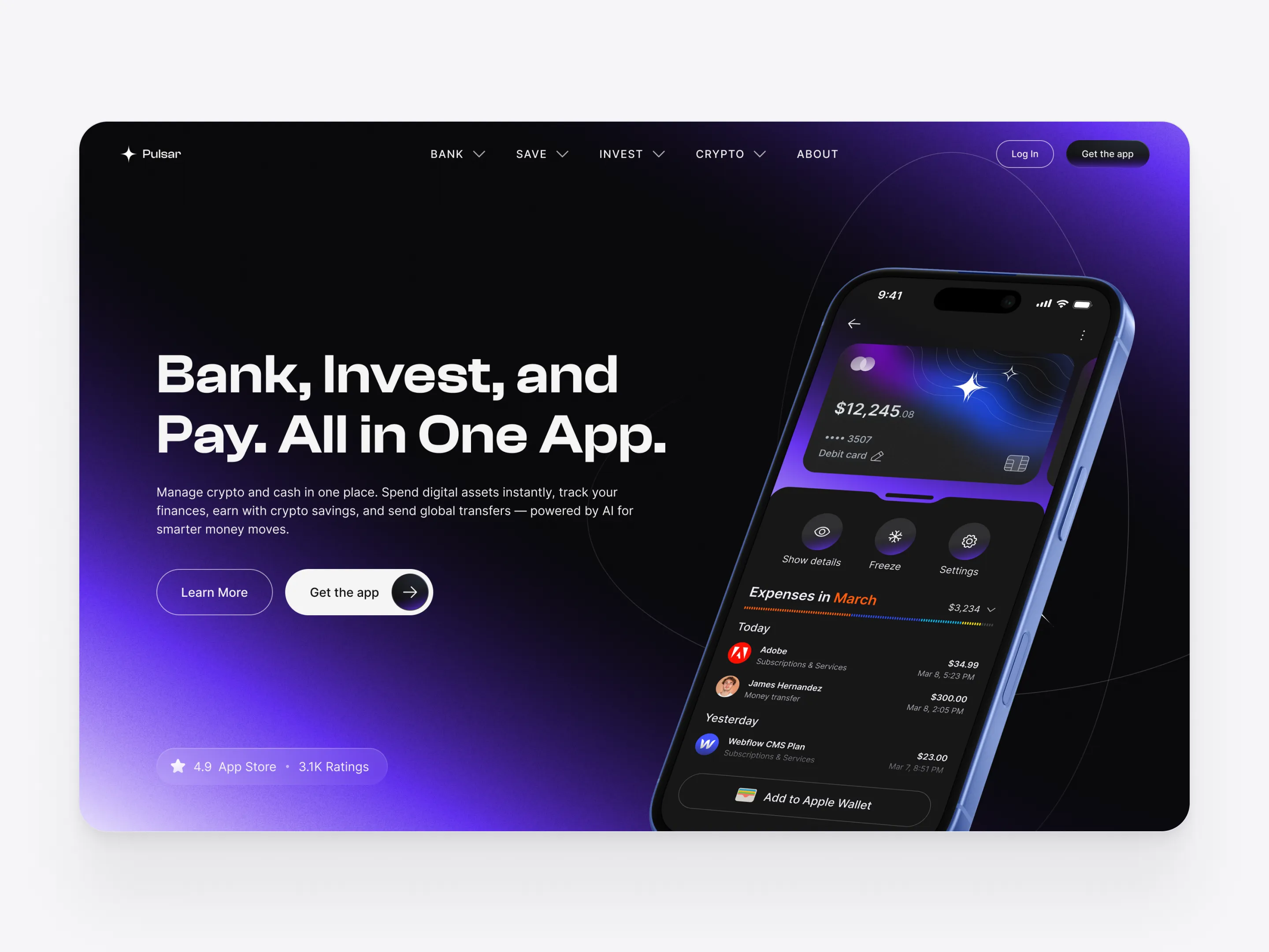 Pulsar app — Website design